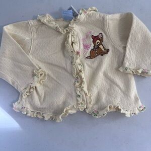 SOLD- Disney Bambi Pale Yellow Baby Cardigan